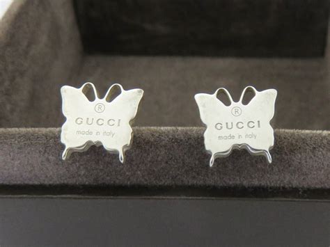 gucci silver butterfly earrings|Gucci sterling silver butterfly earrings.